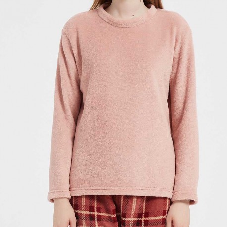 Pijama coral Cuadro Sandra malva rosa