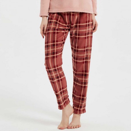 Pijama coral Cuadro Sandra malva rosa