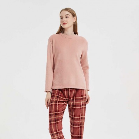 Pijama coral Cuadro Sandra malva rosa