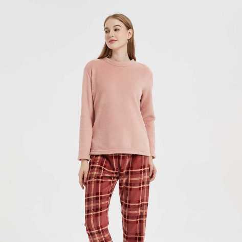 Pijama coral Cuadro Sandra malva rosa