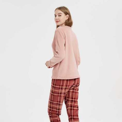 Pijama coral Cuadro Sandra malva rosa