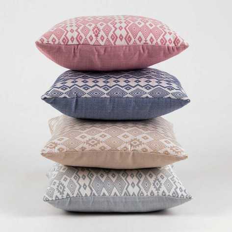 Cojín cuadrante jacquard New Madras esmeralda 45x45 - Funda + Relleno