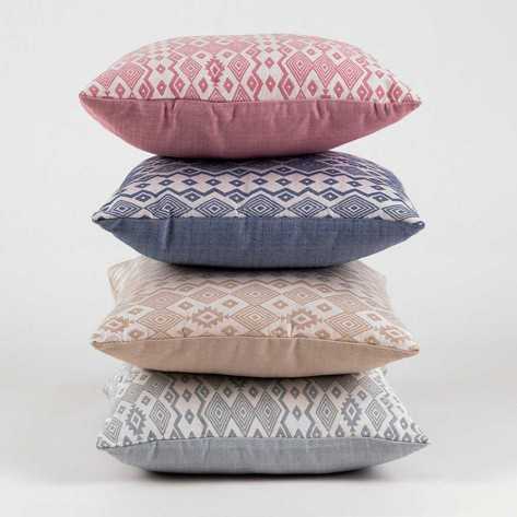 Cojín cuadrante jacquard New Madras azul 45x45 - Funda + Relleno