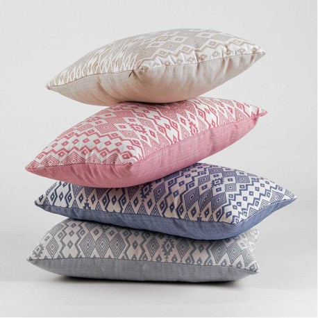 Cojín rectangular 30x50 jacquard Madras beige - Funda + Relleno