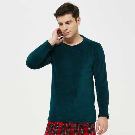 Pijama coral hombre Cuadrin rojo