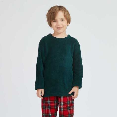 Pijama coral niño/a Cuadrín rojo