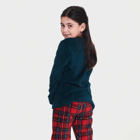 Pijama coral niño/a Cuadrín rojo