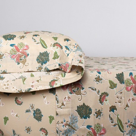 Juego de sábanas algodón María verde cacería