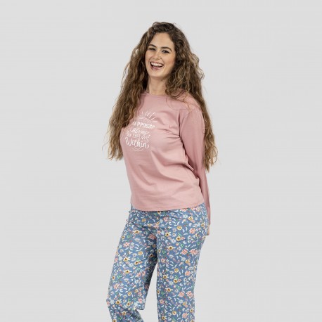 Pijama largo algodón Nadine rosa