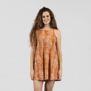 Vestido corto tirantes crepe Sole teja