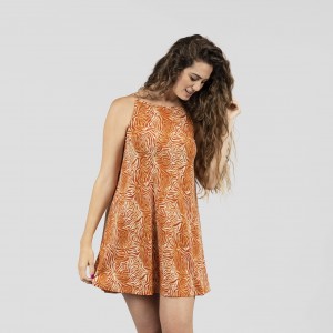 Vestido corto tirantes crepe Sole teja 2