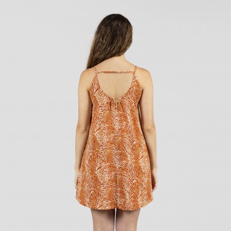 Vestido corto tirantes crepe Sole teja