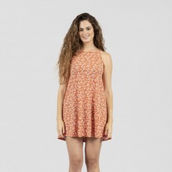 Vestido corto tirantes crepe Reina mandarina
