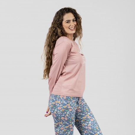 Pijama largo algodón Nadine rosa