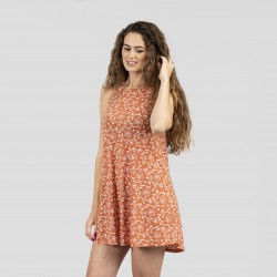 Vestido corto tirantes crepe Reina mandarina