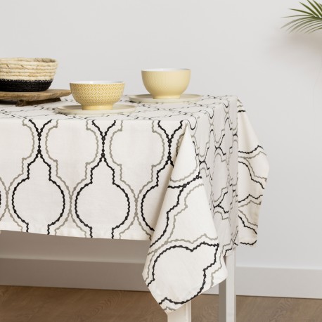 Mantel algodón Margarita negro