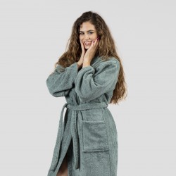 Albornoz capucha verde frances 450gr Unisex