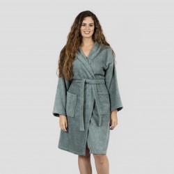 Albornoz capucha verde frances 450gr Unisex