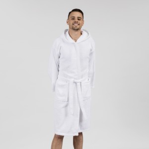 Albornoz capucha blanco 450gr Unisex 2