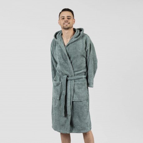 Albornoz capucha verde frances 450gr Unisex