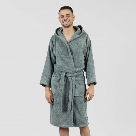 Albornoz capucha verde frances 450gr Unisex