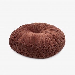 Cojín terciopelo Flor algodón teja 45x45 - funda + relleno 2