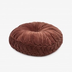 Cojín terciopelo Flor algodón teja 45x45 - funda + relleno