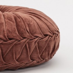 Cojín terciopelo Flor algodón teja 45x45 - funda + relleno