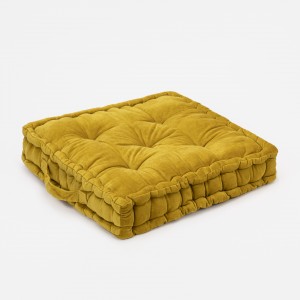 Cojín de silla terciopelo algodón mostaza 50x50 - funda + relleno 2