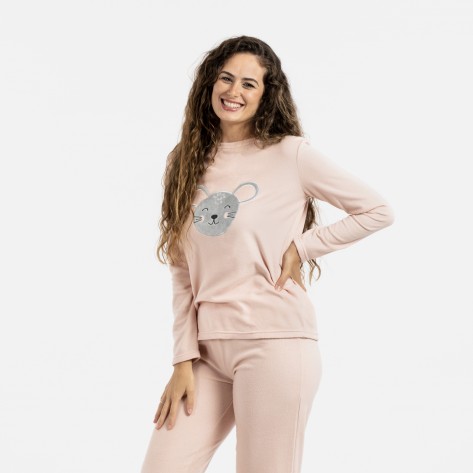 Pijama polar Mouse rosa palo