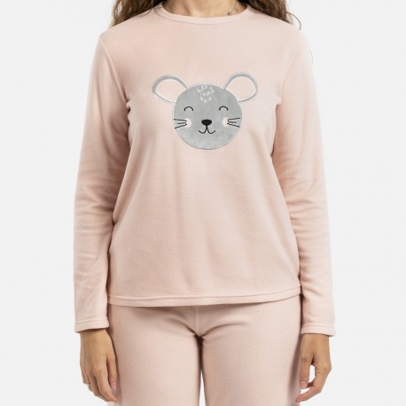 Pijama polar Mouse rosa palo