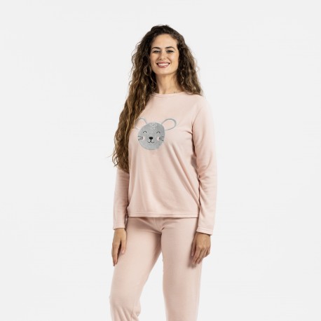 Pijama polar Mouse rosa palo