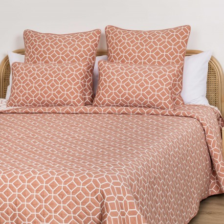 Colcha doble tela jacquard Libertad mandarina