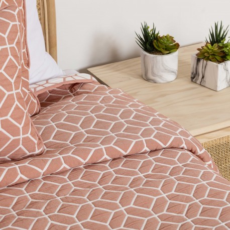 Colcha doble tela jacquard Libertad mandarina