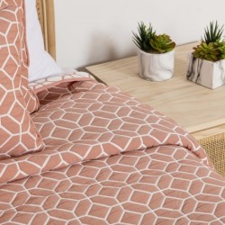 Colcha doble tela jacquard Libertad mandarina