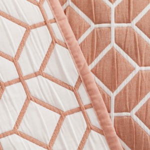 Colcha doble tela jacquard Libertad mandarina 2