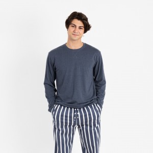Pijama hombre franela Palermo azul 2