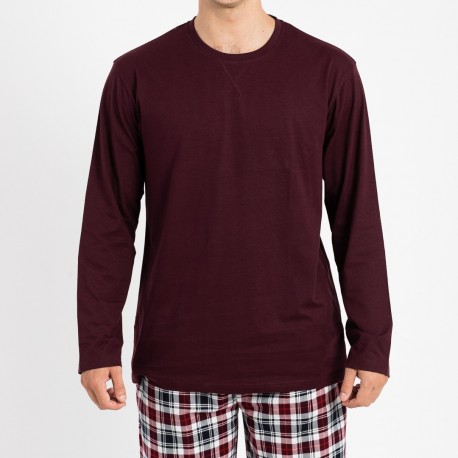 Pijama hombre franela Bernardo burdeos