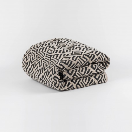 Colcha jacquard chenilla Arzai beige - negro - 120gr