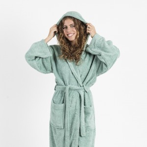 Albornoz capucha verde tiffany 450gr Unisex 2