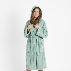 Albornoz capucha verde tiffany 450gr Unisex