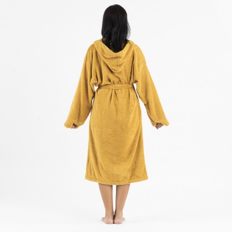 Albornoz capucha mostaza 450gr Unisex