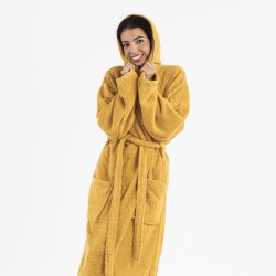 Albornoz capucha mostaza 450gr Unisex