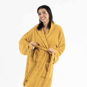 Albornoz capucha mostaza 450gr Unisex 2