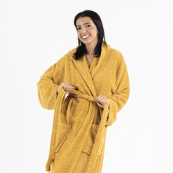 Albornoz capucha mostaza 450gr Unisex