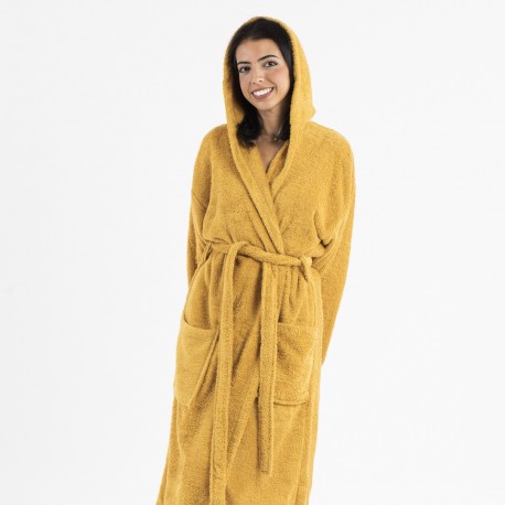 Albornoz capucha mostaza 450gr Unisex