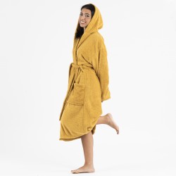 Albornoz capucha mostaza 450gr Unisex