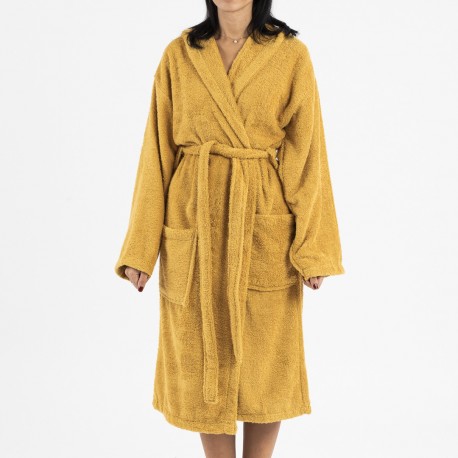 Albornoz capucha mostaza 450gr Unisex