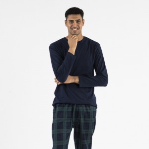 Pijama hombre franela Pinche azul marino