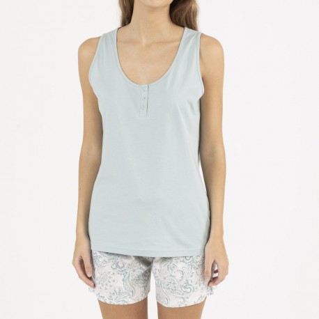 Pijama corto algodón Ninfa verde menta